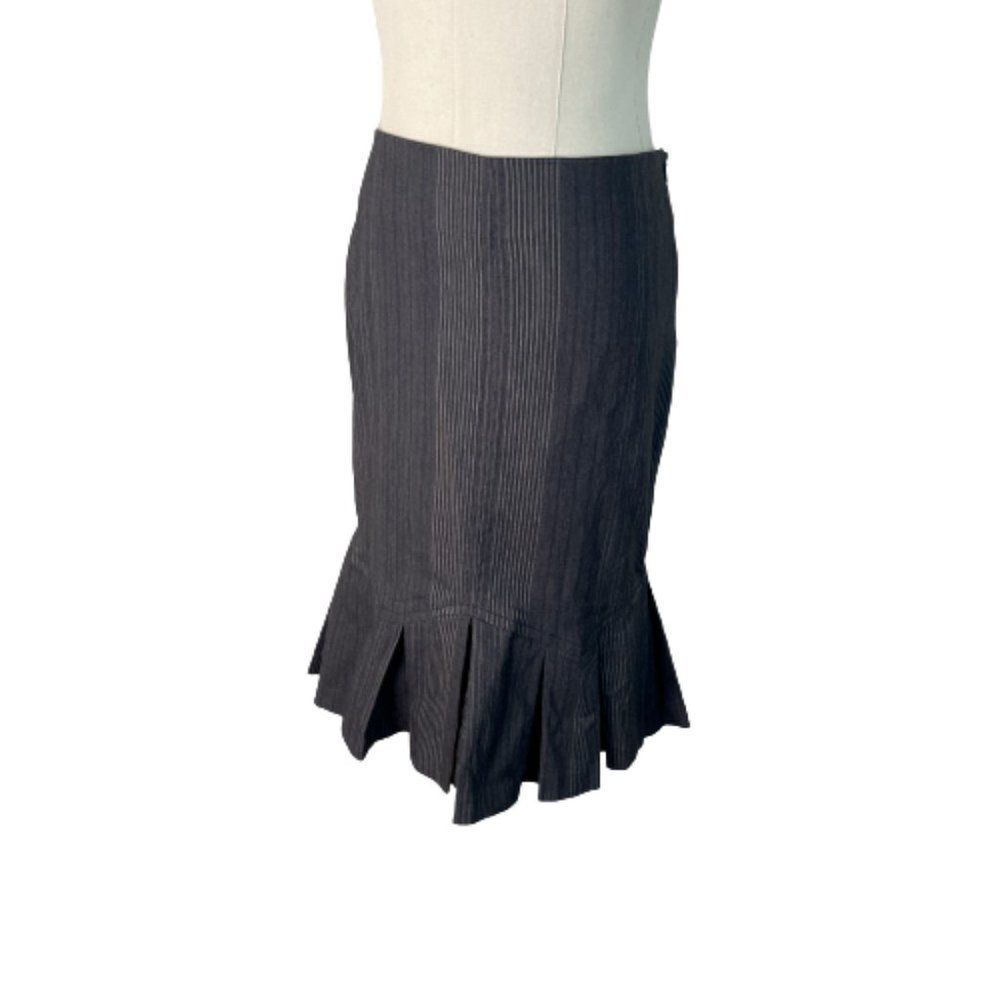 XOXO Size 1 / 2 Gray Striped Pencil Skirt with Ruffle